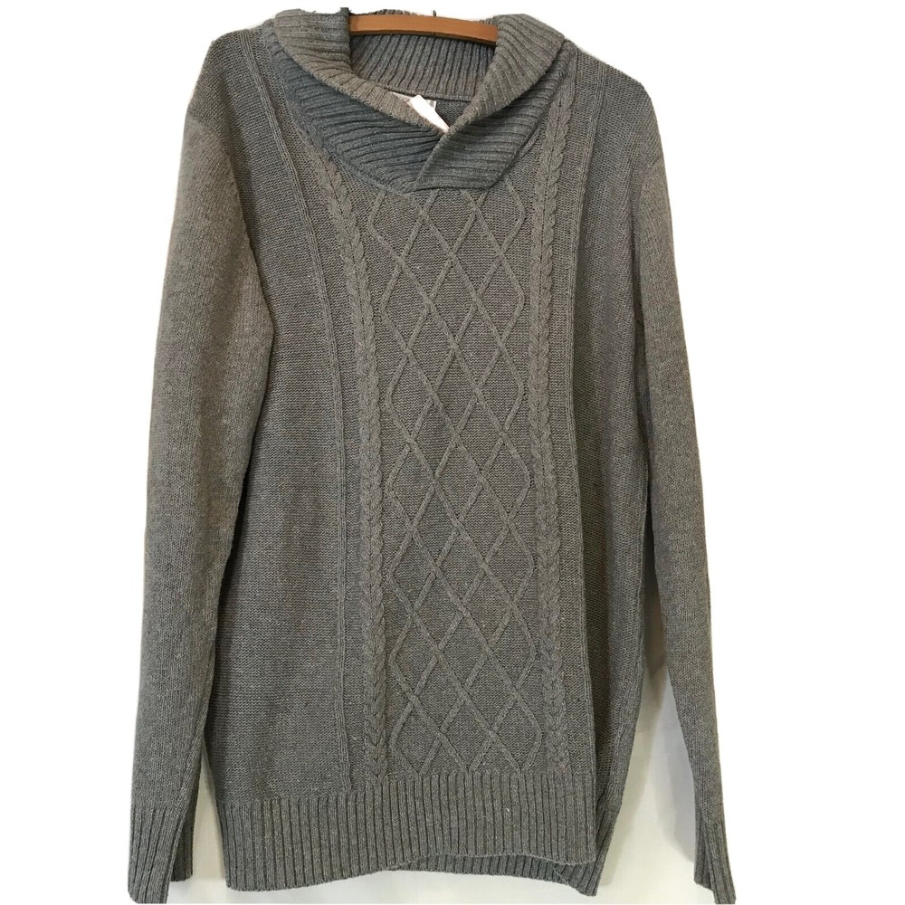 NWT Coofandy Sweater cable knit gray sweater size L